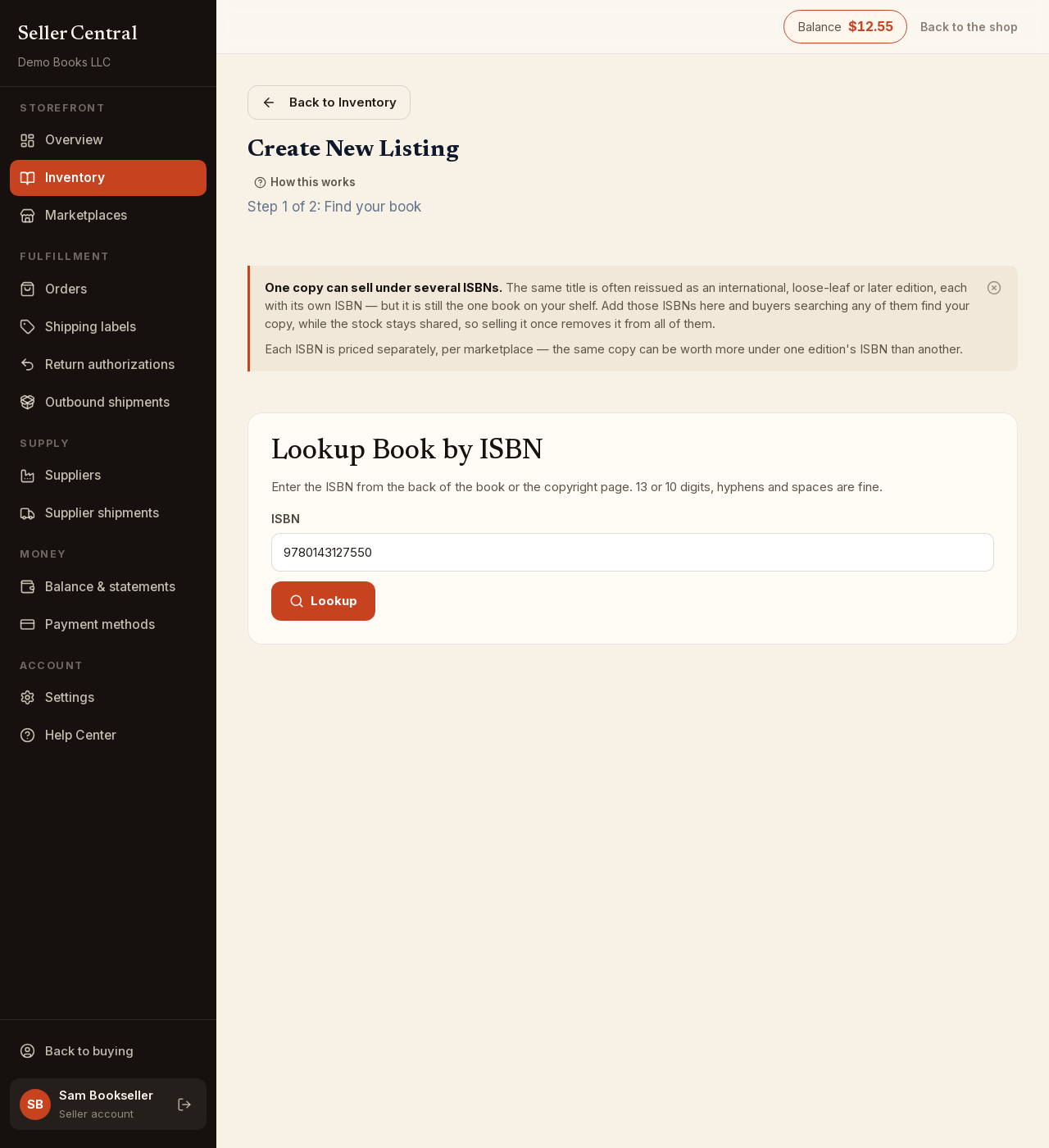 Screenshot: Step 2: Listing Configuration
