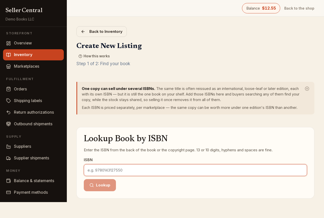 Screenshot: Step 1: Lookup Book by ISBN