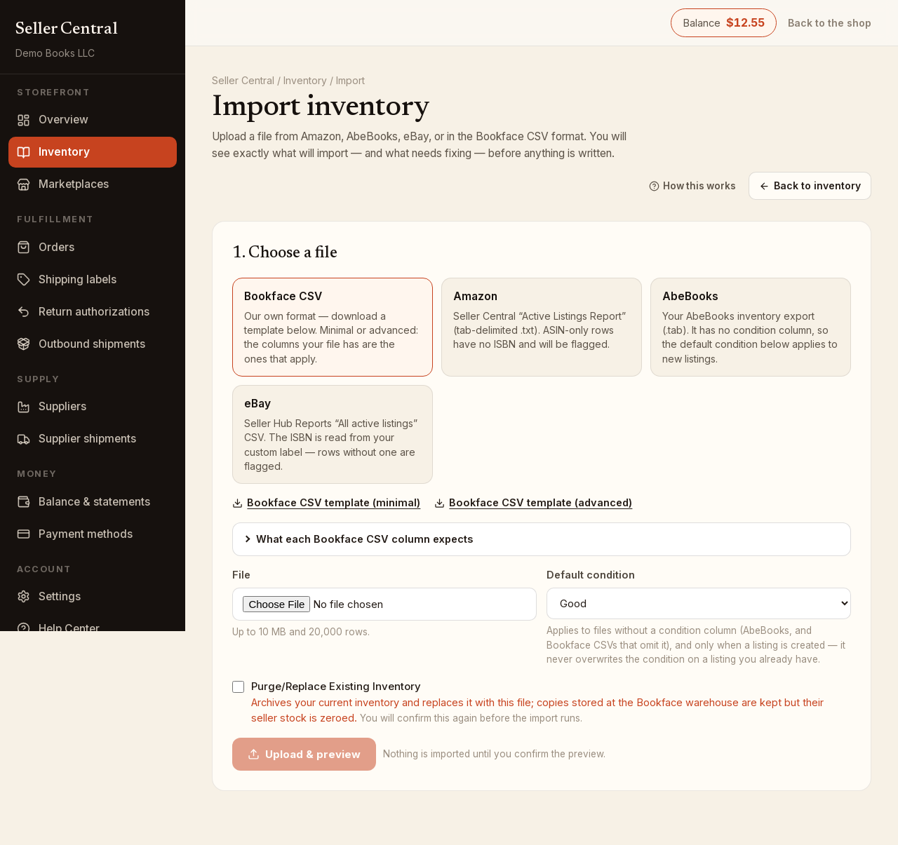 Screenshot: Step 1: Choose a file