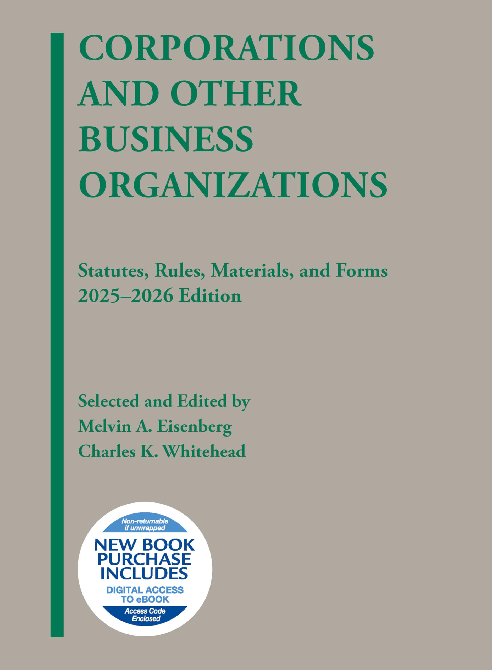 Cover of Corporations and Other Business Organizations, Statutes, Rules, Materials, and Forms, 2025-2026 (Selected Statutes)
