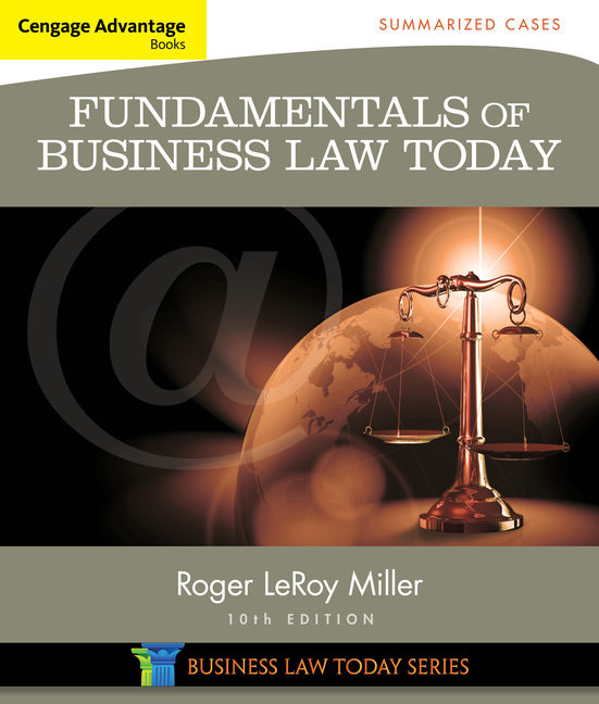 Cover of Cengage Advantage Books: Fundamentals of Business Law Today: Summarized Cases (Revised)