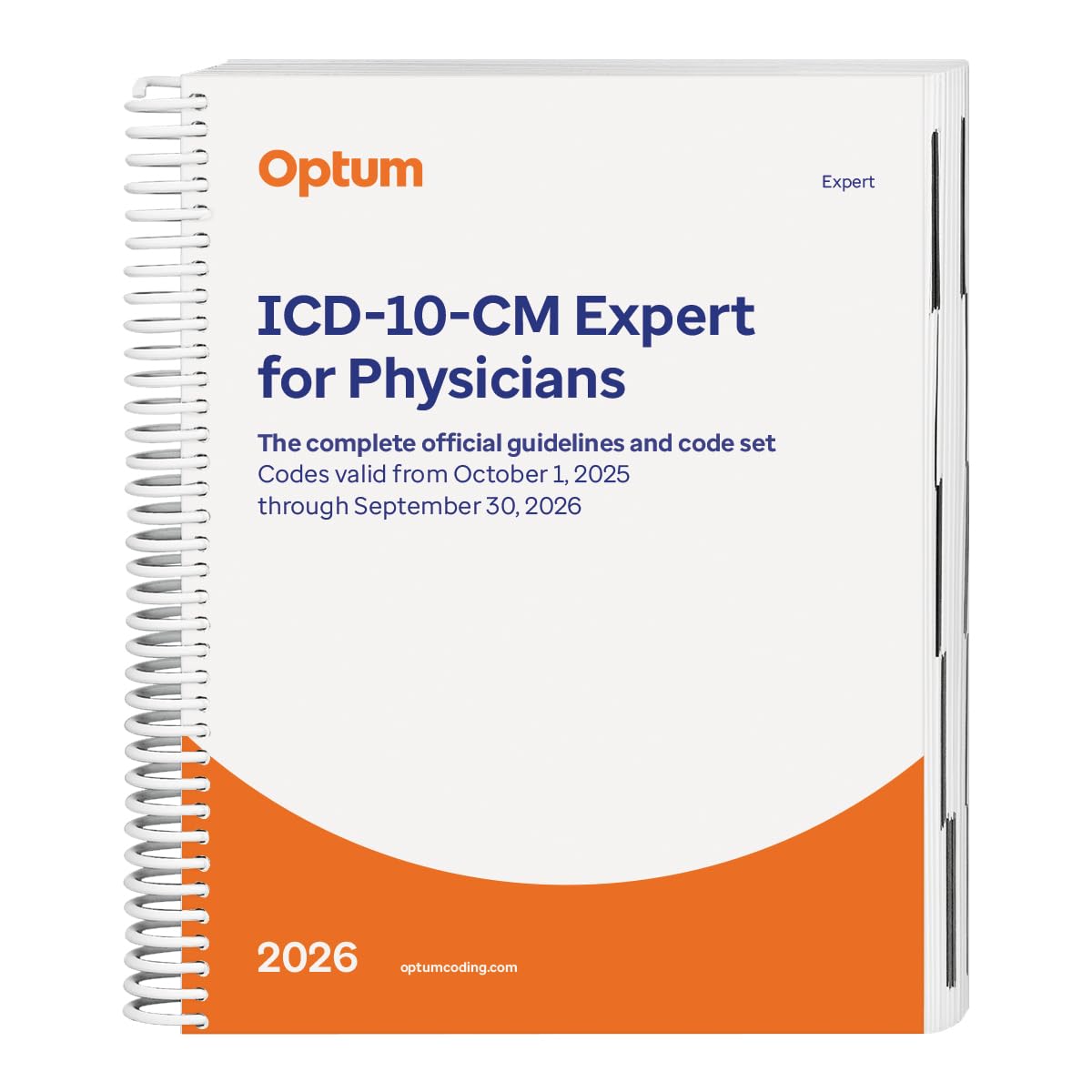 Cover of 2026 ICD-10-CM Expert for Physicians - (Spiral) with guidelines