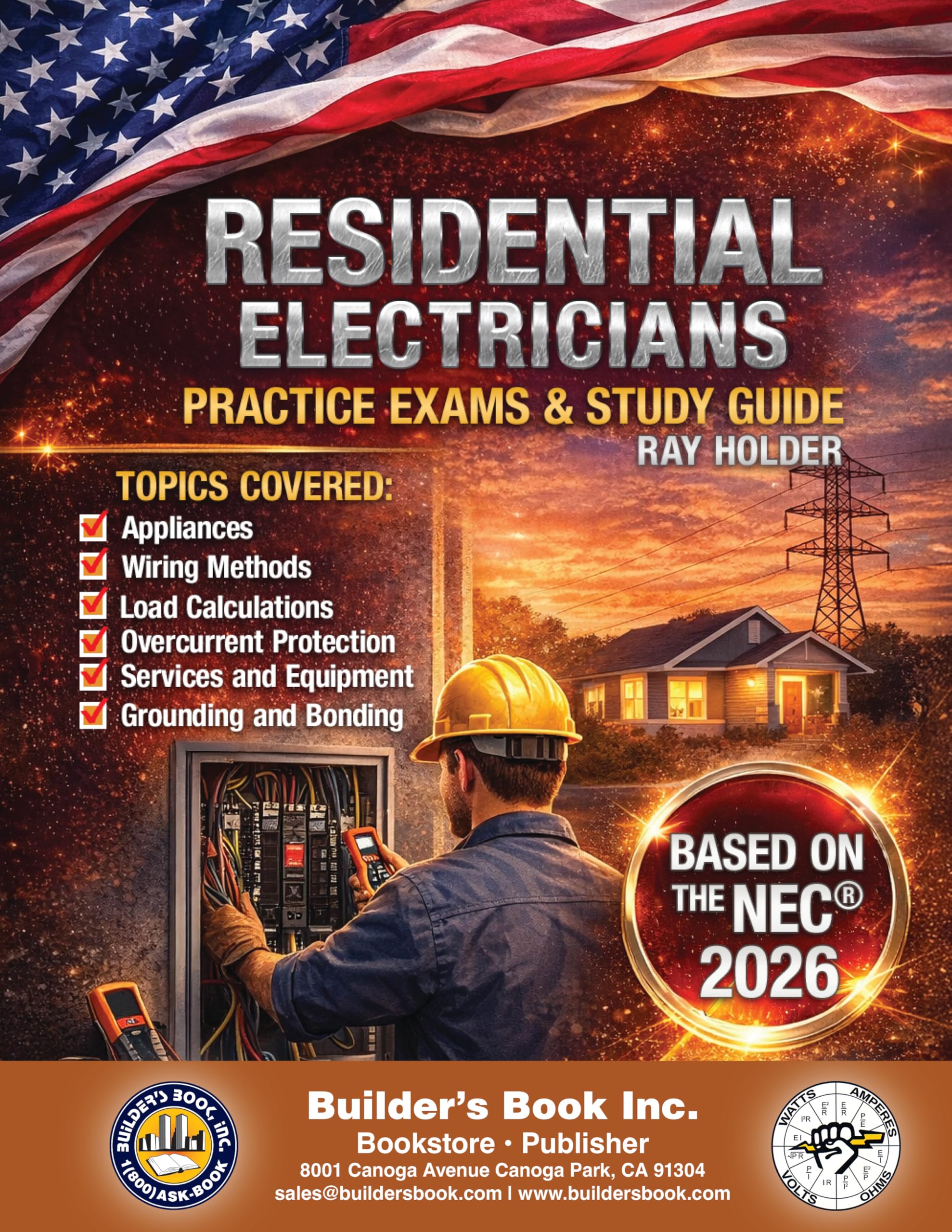 Cover of 2026 Residential Electricians Practice Exams & Study Guide By Ray Holder