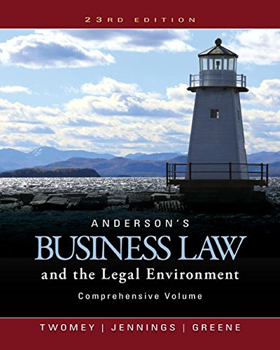 Cover of Anderson's Business Law and the Legal Environment, Comprehensive Volume