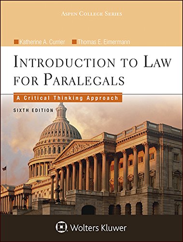 Cover of Introduction To Law for Paralegals: A Critical Thinking Approach (Aspen College)