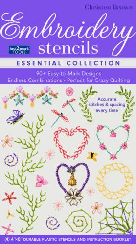 Cover of fast2markTM Embroidery Stencils - Essential Collection: 90+ Easy-to-Mark Designs - Endless Combinations • Perfect for Crazy Quilting • Accurate Stitches & Spacing Every Time
