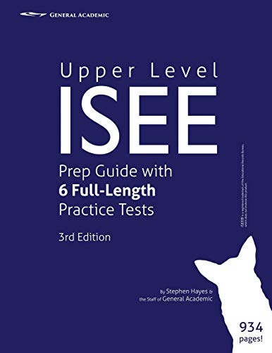 Cover of Upper Level ISEE Prep Guide with 6 Full-Length Practice Tests