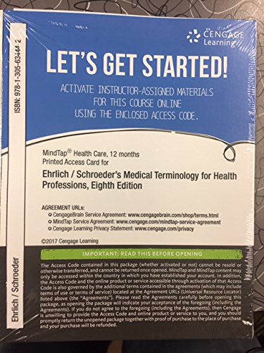 Cover of Online Access: MindTap Medical Terminology for Ehrlich/Schroeder/Ehrlich/Schroeder's Medical Terminology for Health Professions,