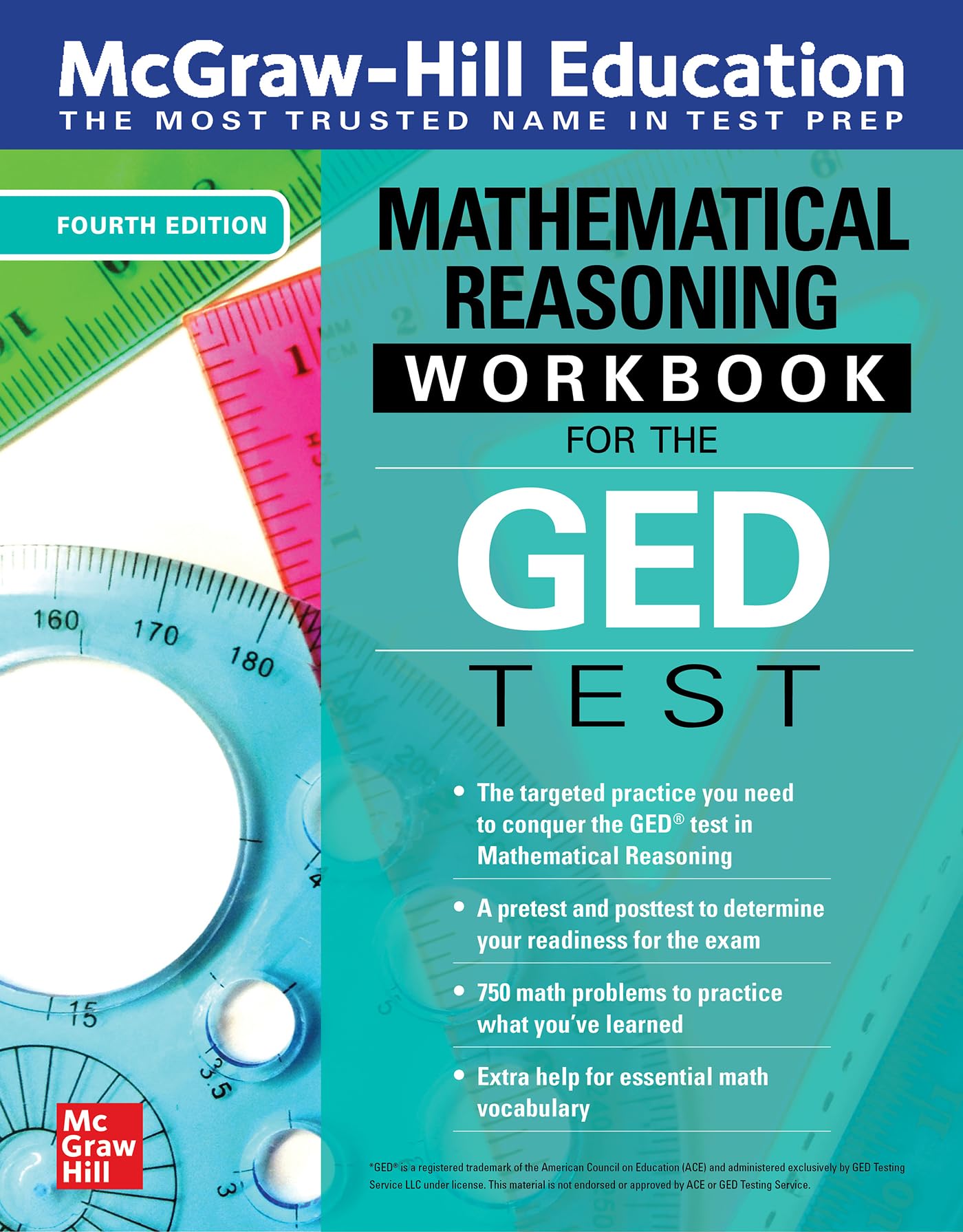 Cover of McGraw-Hill Education Mathematical Reasoning Workbook for the GED Test, Fourth Edition