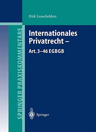 Cover of Internationales Privatrecht Art. 3-46 EGBGB (Springer Praxiskommentare) (German Edition)