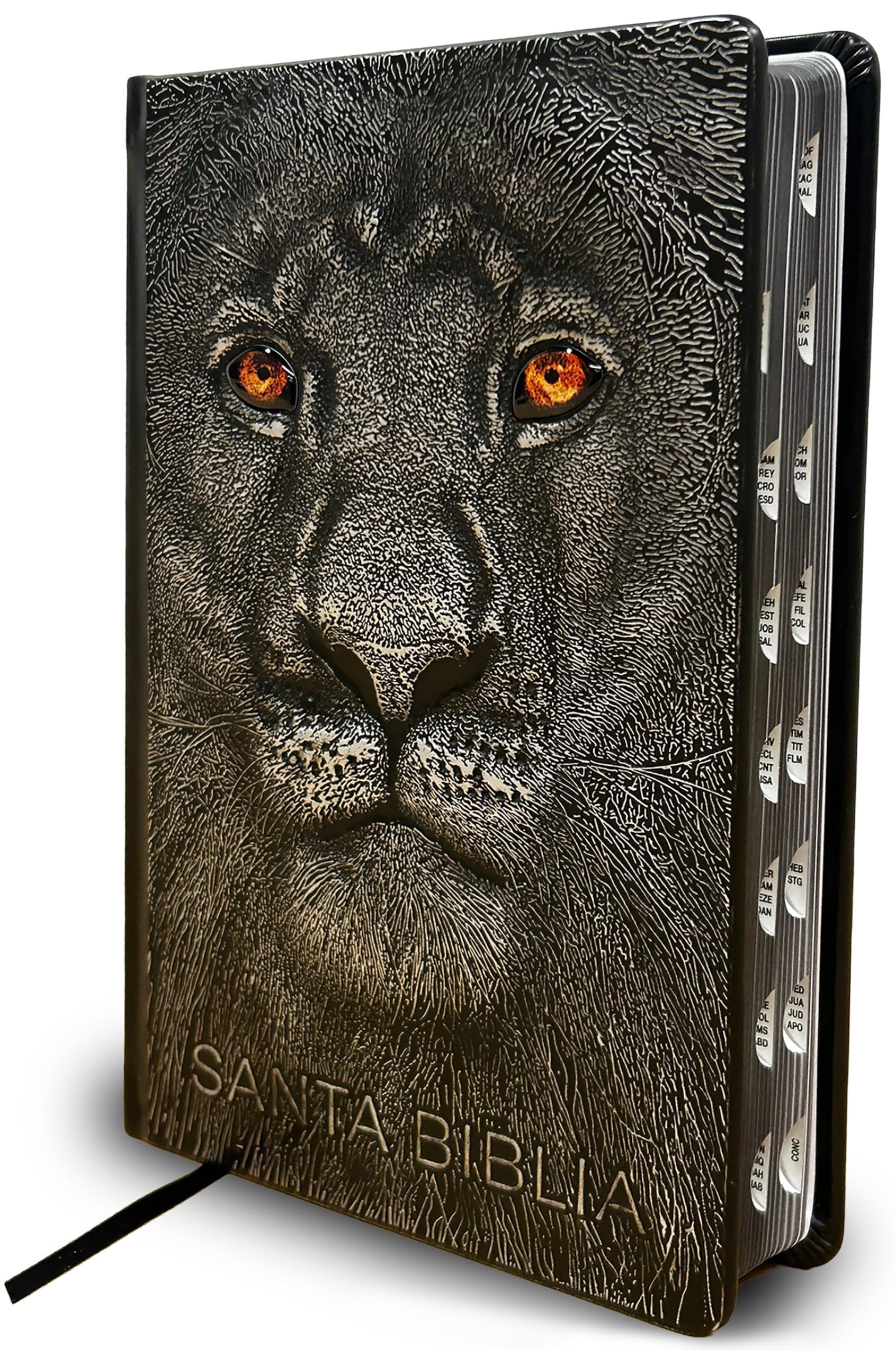 Cover of Biblia RVR 1960 Letra grande León de Judá edición especial plata con índice y canto negro / Spanish Bible RVR 1960 Large Print Imitation Leather Lion of J (Spanish Edition)