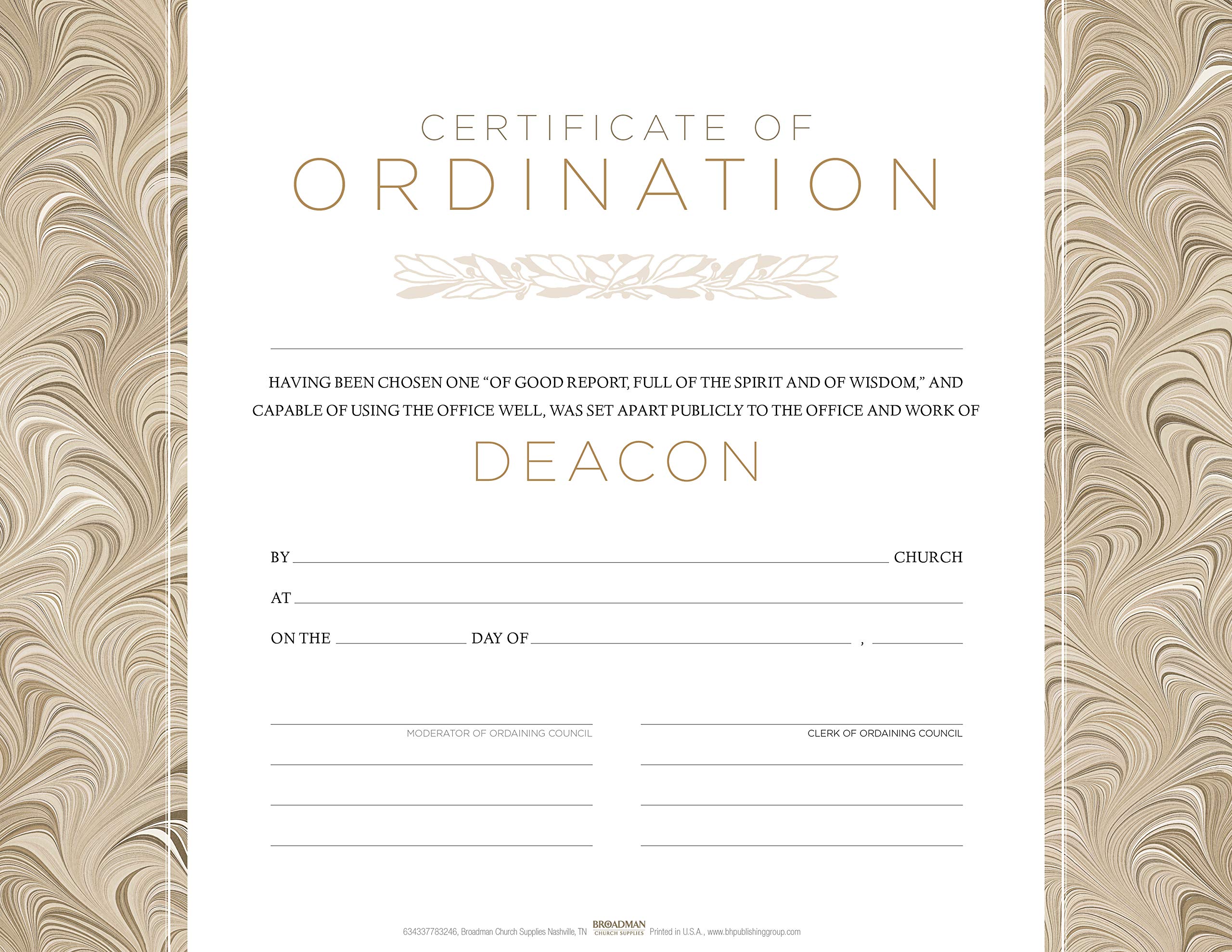Cover of Certificate of Ordination for Deacon - Flat Opaque (Package of 6)
