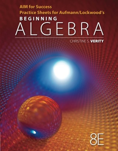 Cover of AIM for Success Practice Sheets for Aufmann/Lockwood's Beginning Algebra with Applications, 8th