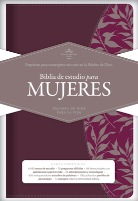 Cover of Rvr 1960 Biblia de Estudio Para Mujeres, Vino Tinto/Fucsia S�mil Piel