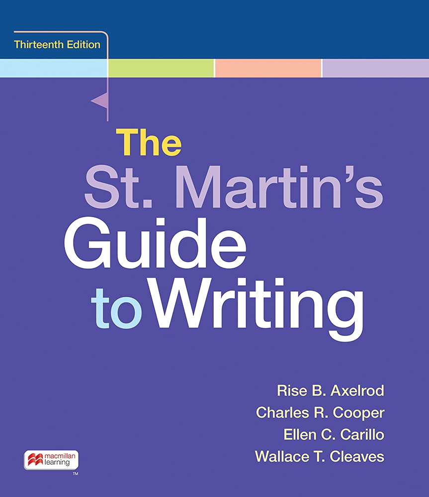 Cover of Loose-Leaf Version for the St. Martin's Guide to Writing