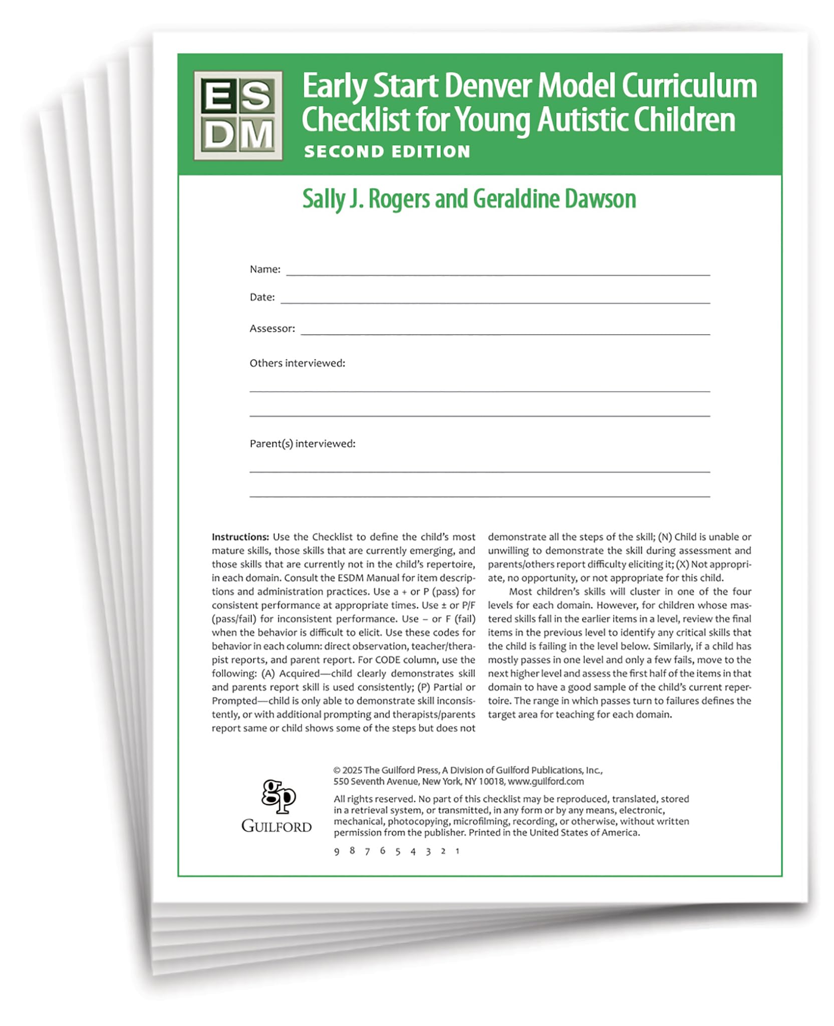 Cover of Early Start Denver Model Curriculum Checklist for Infants and Young Autistic Children