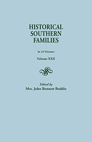 Cover of Historical Southern Families. in 23 Volumes. Volume XXII