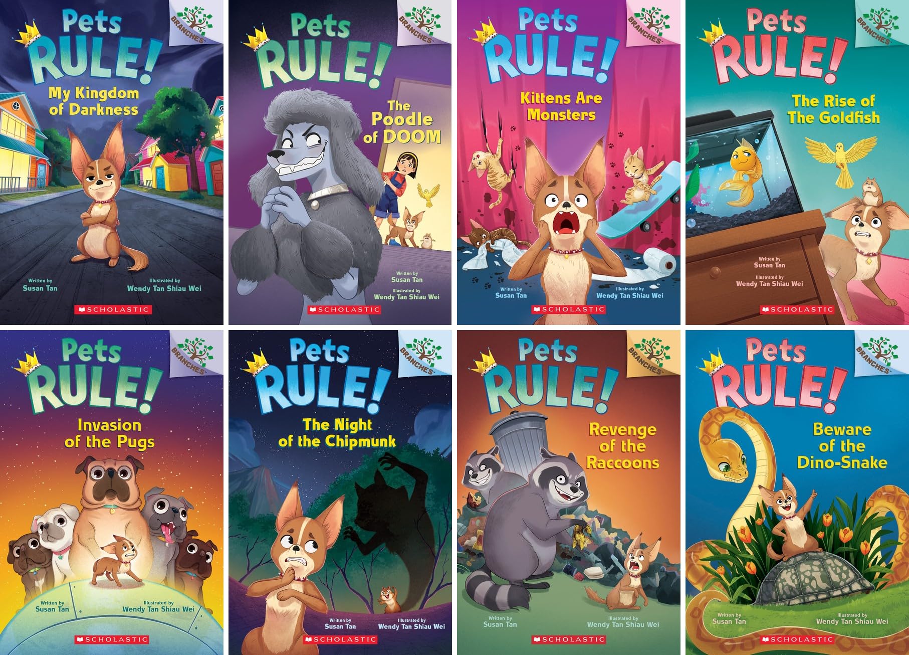 Cover of Pets Rule! Collection (8 Paperback Books) - My Kingdom of Darkness, Poodle of Doom, Kittens Are Monsters, Rise of the Goldfish, Invasion of the Pugs, Night of the Chipmunk & More