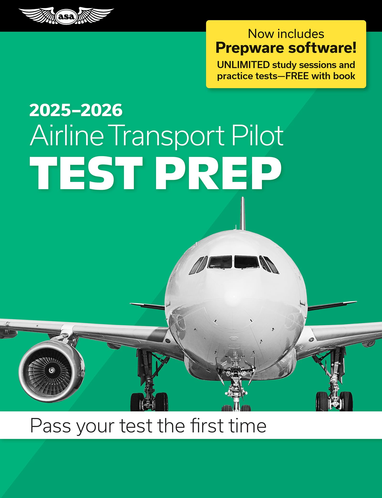 Cover of Airline Transport Pilot Test Prep 2025-2026: Paperback plus software―pass your FAA exam (ASA Test Prep Series)
