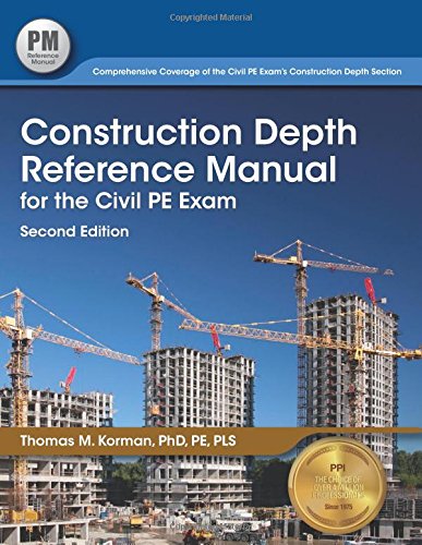 Cover of Construction Depth Reference Manual for the Civil PE Exam