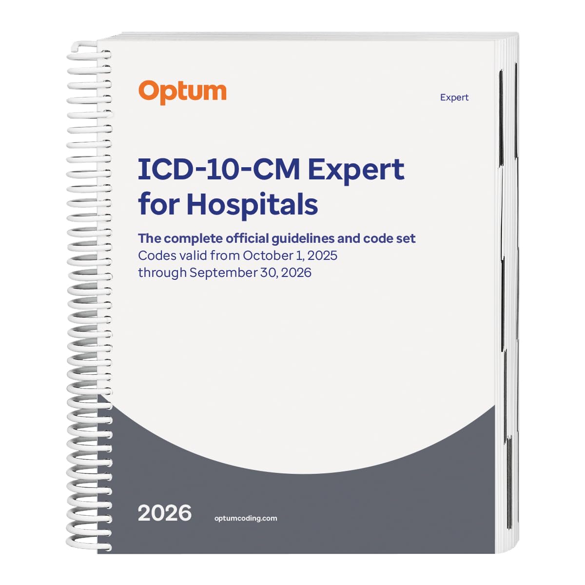 Cover of 2026 ICD-10-CM Expert for Hospitals - (Spiral) with guidelines