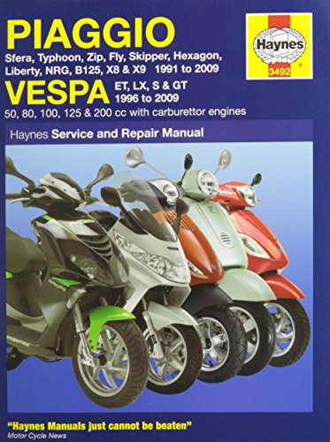 Cover of Piaggio Vespa: Sfera, Typhoon, Zip, Fly, Skipper, Hexagon, Liberty, Nrg, B125, X8 & X9 1991 to 2009 and Vespa Et, LX, S & GT 1996 to 2009 (Revised)