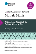 Cover of Mylab Math with Pearson Etext -- 18 Week Standalone Access Card -- For a Graphical Approach to College Algebra