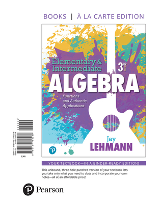Cover of Elementary & Intermediate Algebra: Functions and Authentic Applications