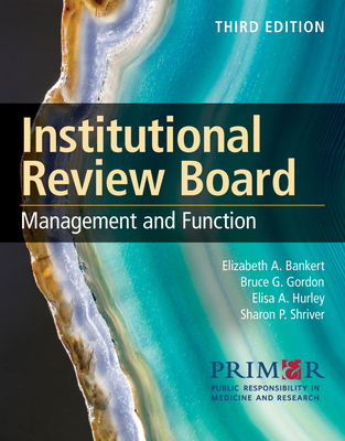 Cover of Institutional Review Board: Management and Function: .